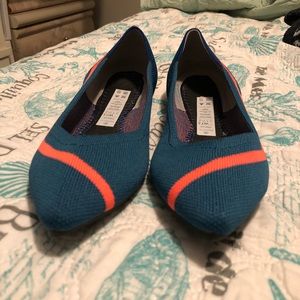 rothys teal neon stripe